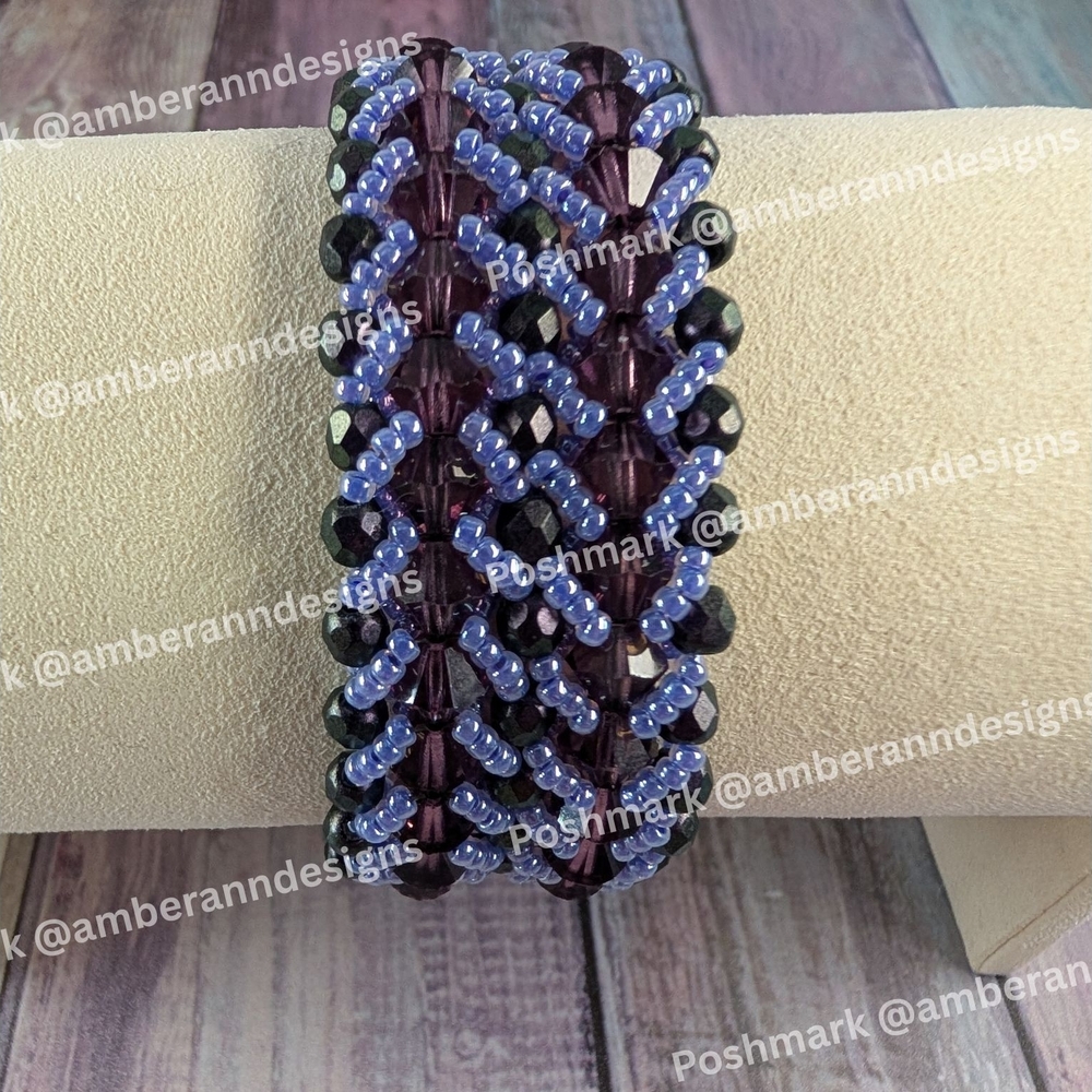 Handmade Elegant Double Bling Purple Beaded Bracelet